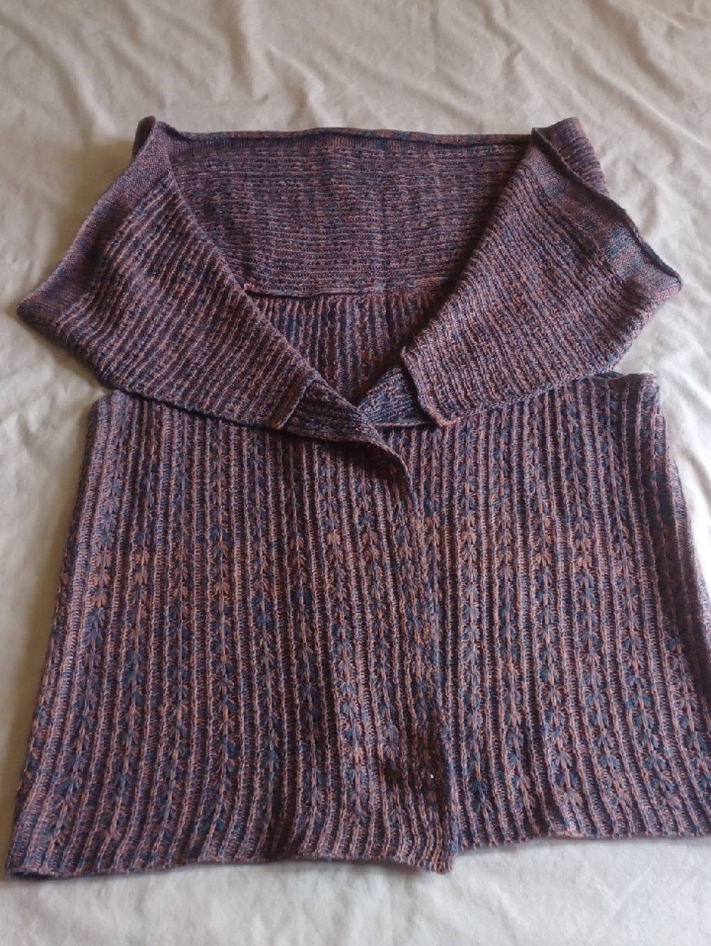 Cozy Ribbed Shawl-Collar Sweater in Heathered Purple